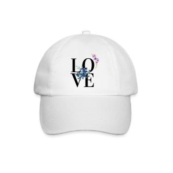 Blumen, Liebe, Love Design - Baseballkappe - Weiß/Weiß - Vorne
