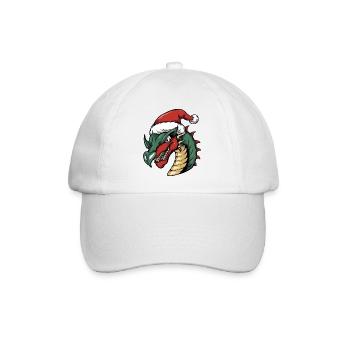 Drache mit Weihnachtsmütze - Baseballkappe - Weiß/Weiß - Vorne
