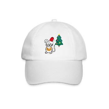 Weihnachten, Tannenbaum, Maus - Baseballkappe - Weiß/Weiß - Vorne