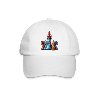 Schach / Figuren / Strategie / Denksport / Nerd - Baseballkappe - Weiß/Weiß - Vorne