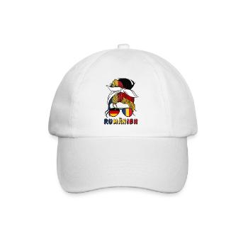 Halb Deutsch, halb Rumänin Deutschland Rumänien - Baseballkappe - Weiß/Weiß - Vorne
