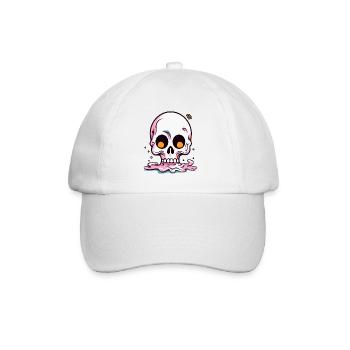 Schmelzender Cartoon Totenkopf - Baseballkappe - Weiß/Weiß - Vorne