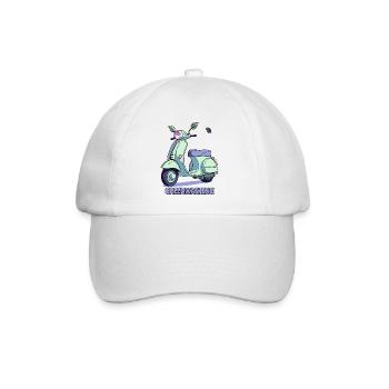 Scooter Greenwashing, Roller fahren und Blätter - Baseballkappe - Weiß/Weiß - Vorne