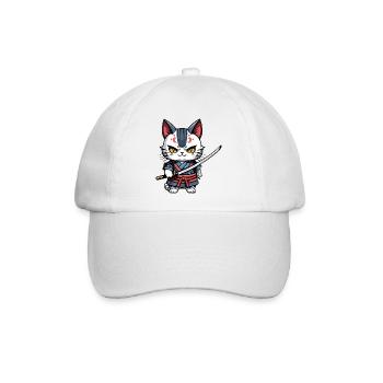 Samurai-Katze #27 - Baseballkappe - Weiß/Weiß - Vorne