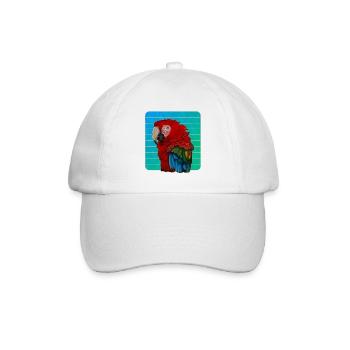 Roter Ara Papagei Gouache Malerei - Baseballkappe - Weiß/Weiß - Vorne