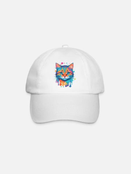 Niedliche Katze - Baseballkappe - Weiß/Weiß