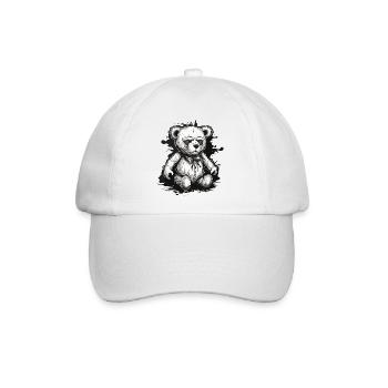 Teddybär / Kuscheltier / Stofftier / Geschenkidee - Baseballkappe - Weiß/Weiß - Vorne