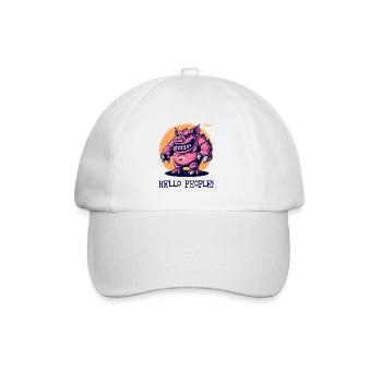 Hallo Leute, brutal lustiges Monster Schwein - Baseballkappe - Weiß/Weiß - Vorne
