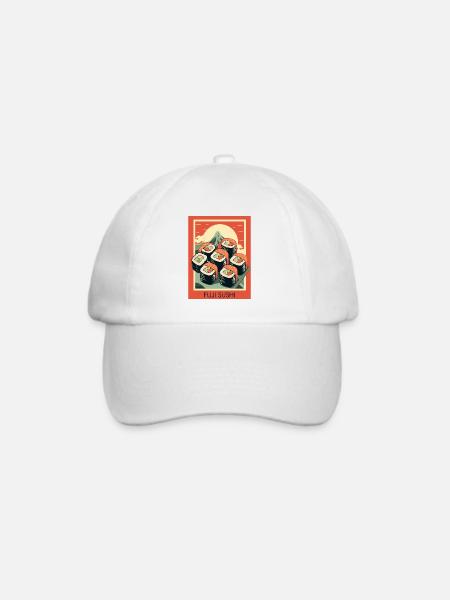 Parodie japanisch Werbeposter: Mount Fuji Sushi - Baseballkappe - Weiß/Weiß