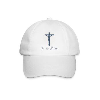Jesus am Kreuz "Er ist auferstanden" Design - Baseballkappe - Weiß/Weiß - Vorne