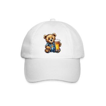 Teddybär / Kuscheltier / Stofftier / Geschenkidee - Baseballkappe - Weiß/Weiß - Vorne