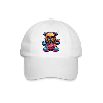 Teddybär / Kuscheltier / Stofftier / Geschenkidee - Baseballkappe - Weiß/Weiß - Vorne