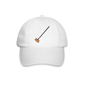 Besen, handgezeichnet. Putzfrau, Müllmann - Baseballkappe - Weiß/Weiß - Vorne