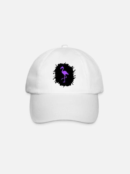 flamingo splatter - Baseballkappe - Weiß/Weiß