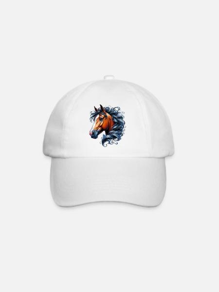 Pferd - Baseballkappe - Weiß/Weiß