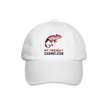 Mein freundliches Chamäleon mit US-Flaggenfarbe - Baseballkappe - Weiß/Weiß - Vorne