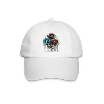 Blumen Frauen Mädchenpower Design Kunst Weiblich Rose - Baseballkappe - Weiß/Weiß - Vorne