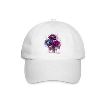 Blumen Frauen Mädchenpower Design Kunst Weiblich Rose - Baseballkappe - Weiß/Weiß - Vorne