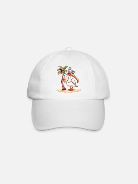 Pelikan Vogel Sommer Urlaub - Baseballkappe - Weiß/Weiß