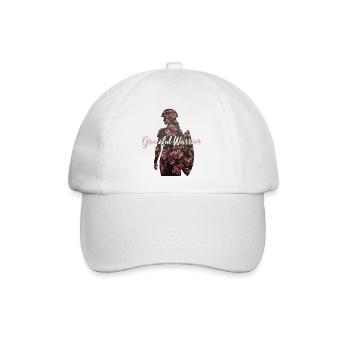 Anmutige Kriegerin Blumenhintergrund Design - Baseballkappe - Weiß/Weiß - Vorne