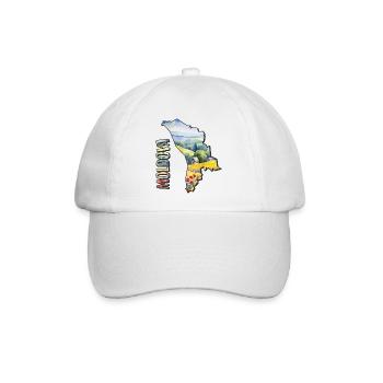 Aquarell Landkarte Moldawien - Baseballkappe - Weiß/Weiß - Vorne