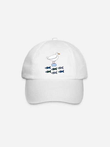 möve mit fischen - Baseballkappe - Weiß/Weiß