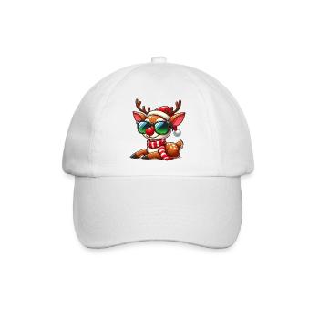 Weihnachts-Rentier mit Roter Nase - Baseballkappe - Weiß/Weiß - Vorne