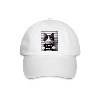 Eine verurteilte Katze, die keine Menschen mochte. - Baseballkappe - Weiß/Weiß - Vorne