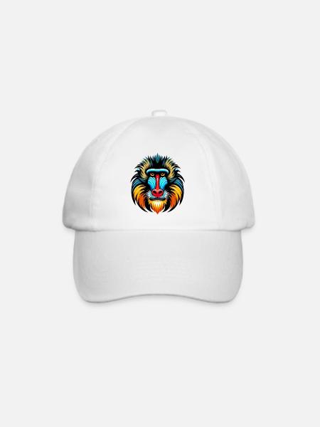 Mandrill-Affe - Baseballkappe - Weiß/Weiß