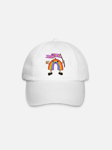 Regenbogen - Baseballkappe - Weiß/Weiß