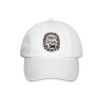 Kinderlose Katzendame - Baseballkappe - Weiß/Weiß - Vorne