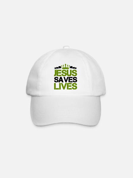 jesus saves lives - Baseballkappe - Weiß/Weiß