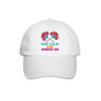 Ginkgo Spruch KEEP CALM AND GINKGO ON - Baseballkappe - Weiß/Weiß - Vorne