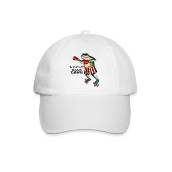 Frog Fighter geben niemals im klassischen Tattoo-Stil nach - Baseballkappe - Weiß/Weiß - Vorne