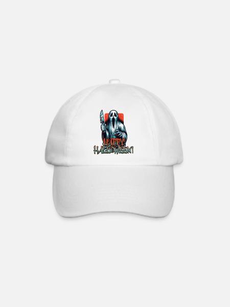 Gruseliger Halloween Geist - Baseballkappe - Weiß/Weiß