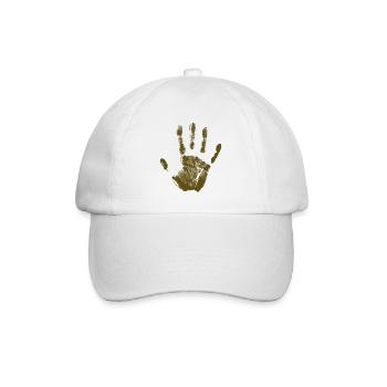 Handabdruck bemalte Identität Finger und Handfläche - Baseballkappe - Weiß/Weiß - Vorne