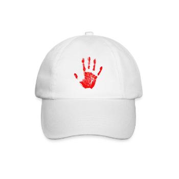 Handabdruck bemalte Identität Finger und Handfläche - Baseballkappe - Weiß/Weiß - Vorne