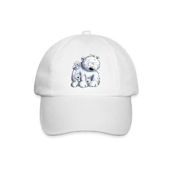Eisbär Mit Eisbär Baby I Polarbär - Baseballkappe - Weiß/Weiß - Vorne