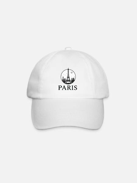 Paris Eiffelturm Silhouette im Kreis - Baseballkappe - Weiß/Weiß