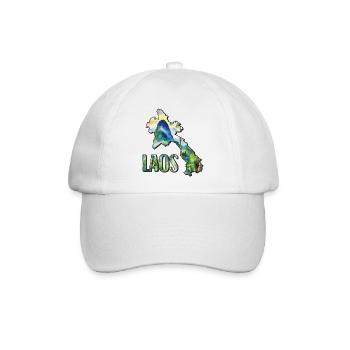 Aquarell Landkarte Laos - Baseballkappe - Weiß/Weiß - Vorne