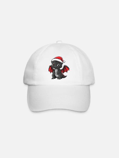 Drache Weihnachten Niedlich - Baseballkappe - Weiß/Weiß