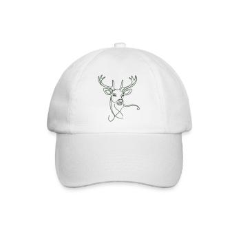 gezeichneter Hirsch grün - Baseballkappe - Weiß/Weiß - Vorne