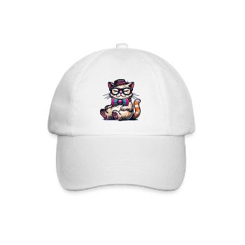 stilvolle Katze - Baseballkappe - Weiß/Weiß - Vorne