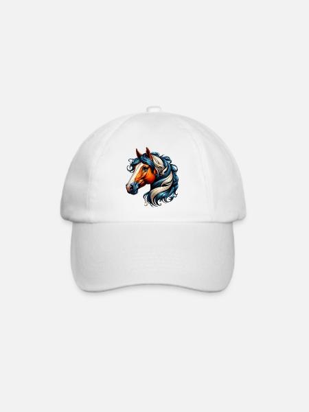 Pferd - Baseballkappe - Weiß/Weiß