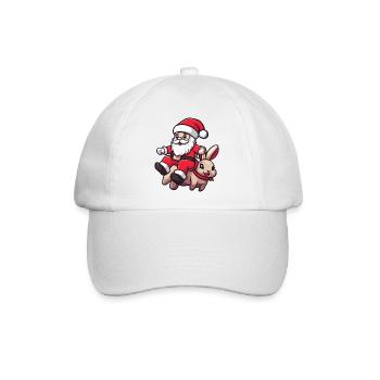 Hase Weihnachtsmann Cartoon - Baseballkappe - Weiß/Weiß - Vorne
