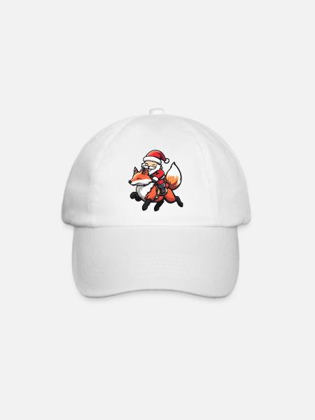 Fuchs Weihnachtsmann Cartoon - Baseballkappe - Weiß/Weiß