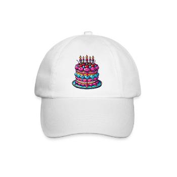 Geburtstagskuchen Torte - Baseballkappe - Weiß/Weiß - Vorne