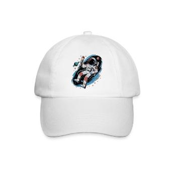 Astronaut Space Weltraum Design mit Planeten und - Baseballkappe - Weiß/Weiß - Vorne