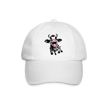 Springendes Kälbchen - Lustiges Kuh Kalb Design - Baseballkappe - Weiß/Weiß - Vorne