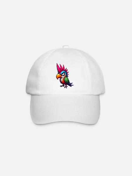 Punk Papagei - Baseballkappe - Weiß/Weiß